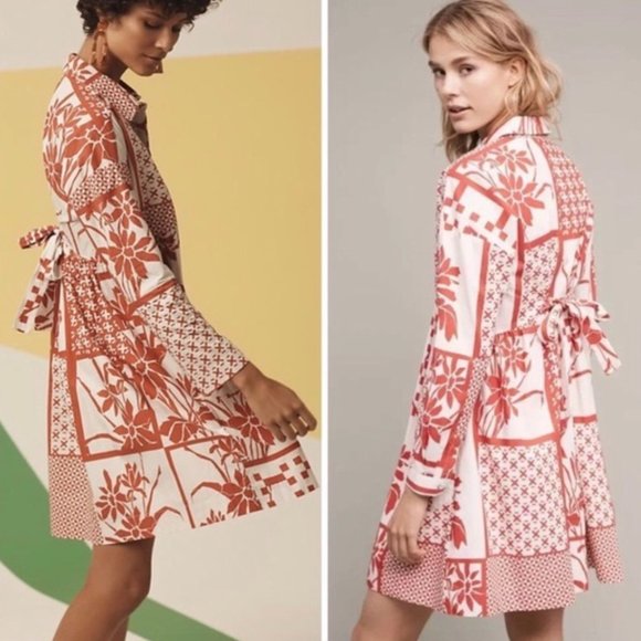 Maeve Dresses & Skirts - Anthropologie Maeve Printmaker Poplin Shirtdress Small